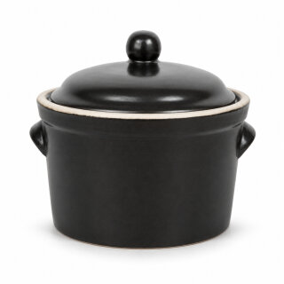 600 ml Schmalztopf aus Steinzeug mit Deckel – Buttertopf, Käsetopf & Vorratstopf, schwarz
