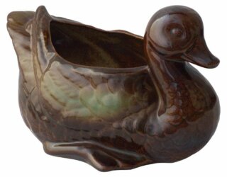 Pflanzgefäß Ente, 1,5L Tierfigur Blumentopf, 25 × 15 cm, Gartendeko, braun