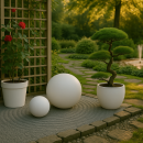 Garten Deko-Kugel, Ø 35 cm, weiß-matt