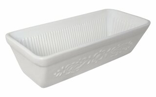 Brotbackform/Kuchenbackform rechteckig 34x15x9cm aus Steingut, weiß