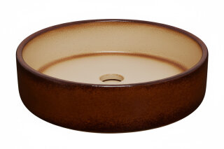 800ml Bonsaischale rund, 20 x 6 cm, braun, vollglasiert