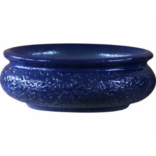 K&K Keramik Bonsaischale Pflanzschale Flach 38x16cm blau Outdoor frostfest 