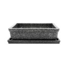Bonsaischale mit Unterschale, granit, 29x18x7 cm