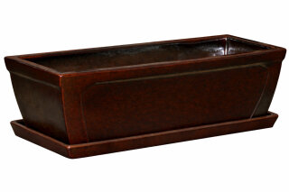 Balkonkasten, 48x20x18 cm mit Unterschale, braun-glänzend