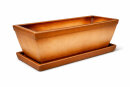 Balkonkasten, 48x20x18 cm, braun-geflammt mit Unterschale