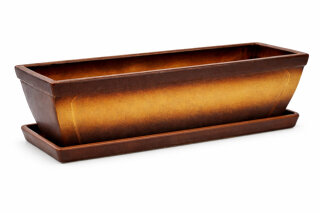 Balkonkasten, 58x20x18 cm mit Unterschale 56x18cm , braun-geflammt