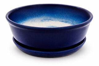 Bonsaischale mit Unterschale rund, 17,5 x 6 cm, blau