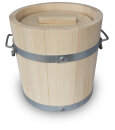 5L Holz Gäreimer mit Pressdeckel, Haltegriffen und...
