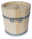 5L Holz Gäreimer mit Pressdeckel, Haltegriffen und Metallumreifung, naturbelassen, Weißtanne