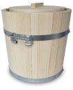 10L Holz Gäreimer mit Pressdeckel, Haltegriffen und Metallumreifung, naturbelassen, Weißtanne