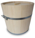 25L Holz Gäreimer mit Pressdeckel, Haltegriffen und Metallumreifung, naturbelassen, Weißtanne