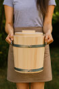 25L Holz Gäreimer mit Pressdeckel, Haltegriffen und Metallumreifung, naturbelassen, Weißtanne