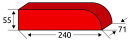 Kanalsparklinker D3 240 x 55 x 71mm, einseitig abgerundet, NF-Format mit ½ Höhe , Parallelriemchen, Vollstein, Rot