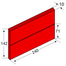 Spaltklinkerriemchen 240 x 2x  71 (=142) x 10 mm, Maltarot,  1 Karton = 24 Stück  = 1,00 m²