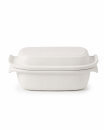 3,5 Liter Brotbackform mit Deckel aus Steingut, 33×16×14 cm – weiß, glasiert
