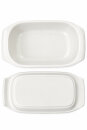 3,5 Liter Brotbackform mit Deckel aus Steingut, 33×16×14 cm – weiß, glasiert