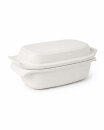 3,5 Liter Brotbackform mit Deckel aus Steingut, 33×16×14 cm – weiß, glasiert