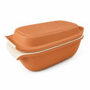 3,5 Liter Brotbackform mit Deckel aus Steingut, 33×16×14 cm – außen unglasiert, innen creme glasiert