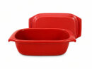 3,5 Liter Brotbackform mit Deckel aus Steingut, 33×16×14 cm – rot, glasiert