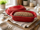 3,5 Liter Brotbackform mit Deckel aus Steingut, 33×16×14 cm – rot, glasiert
