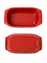 3,5 Liter Brotbackform mit Deckel aus Steingut, 33×16×14 cm – rot, glasiert