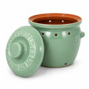 6,5 Liter Kartoffeltopf & Zwiebeltopf mit Deckel aus Steingut, 30×25×24 cm – grün, glasiert