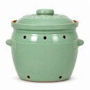 6,5 Liter Kartoffeltopf & Zwiebeltopf mit Deckel aus Steingut, 30×25×24 cm – grün, glasiert