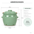 6,5 Liter Kartoffeltopf & Zwiebeltopf mit Deckel aus Steingut, 30×25×24 cm – grün, glasiert