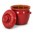 6,5 Liter Kartoffeltopf & Zwiebeltopf mit Deckel aus Steingut, 30×25×24 cm – rot, glasiert