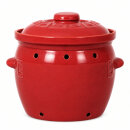 6,5 Liter Kartoffeltopf & Zwiebeltopf mit Deckel aus Steingut, 30×25×24 cm – rot, glasiert