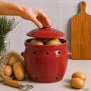 6,5 Liter Kartoffeltopf & Zwiebeltopf mit Deckel aus Steingut, 30×25×24 cm – rot, glasiert