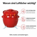 6,5 Liter Kartoffeltopf & Zwiebeltopf mit Deckel aus Steingut, 30×25×24 cm – rot, glasiert