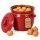 6,5 Liter Kartoffeltopf & Zwiebeltopf mit Deckel aus Steingut, 30×25×24 cm – rot, glasiert