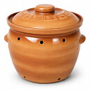 6,5 Liter Kartoffeltopf & Zwiebeltopf mit Deckel aus Steingut, 30×25×24 cm – bernsteinbraun mit Farbverlauf, glasiert
