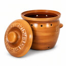 6,5 Liter Kartoffeltopf & Zwiebeltopf mit Deckel aus Steingut, 30×25×24 cm – bernsteinbraun mit Farbverlauf, glasiert