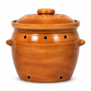 6,5 Liter Kartoffeltopf & Zwiebeltopf mit Deckel aus Steingut, 30×25×24 cm – bernsteinbraun mit Farbverlauf, glasiert