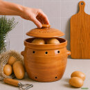 6,5 Liter Kartoffeltopf & Zwiebeltopf mit Deckel aus Steingut, 30×25×24 cm – bernsteinbraun mit Farbverlauf, glasiert
