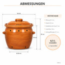 6,5 Liter Kartoffeltopf & Zwiebeltopf mit Deckel aus Steingut, 30×25×24 cm – bernsteinbraun mit Farbverlauf, glasiert