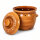 6,5 Liter Kartoffeltopf & Zwiebeltopf mit Deckel aus Steingut, 30×25×24 cm – bernsteinbraun mit Farbverlauf, glasiert