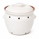 6,5 Liter Kartoffeltopf & Zwiebeltopf mit Deckel aus Steingut, 30×25×24 cm – weiß, glasiert