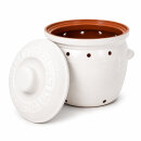 6,5 Liter Kartoffeltopf & Zwiebeltopf mit Deckel aus Steingut, 30×25×24 cm – weiß, glasiert