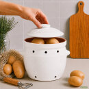 6,5 Liter Kartoffeltopf & Zwiebeltopf mit Deckel aus Steingut, 30×25×24 cm – weiß, glasiert