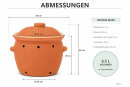 6,5 Liter Kartoffeltopf & Zwiebeltopf mit Deckel aus Steingut, 30×25×24 cm – außen unglasiert, innen creme glasiert