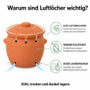 6,5 Liter Kartoffeltopf & Zwiebeltopf mit Deckel aus Steingut, 30×25×24 cm – außen unglasiert, innen creme glasiert