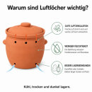 6,5 Liter Kartoffeltopf & Zwiebeltopf mit Deckel aus Steingut, 30×25×24 cm – unglasiert