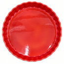 31 cm runde Backform mit Wellenrand aus Steingut - rot,...