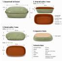 4,5 Liter Brotbackform mit Deckel und Getreidemuster aus Steingut, 38x24x15 cm – grün, glasiert