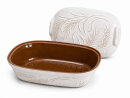 4,5 Liter Brotbackform mit Deckel und Getreidemuster aus Steingut, 38x24x15 cm – weiß, glasiert
