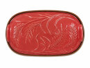 4,5 Liter Brotbackform mit Deckel und Getreidemuster aus Steingut, 38x24x15 cm – rot, glasiert