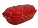4,5 Liter Brotbackform mit Deckel und Getreidemuster aus Steingut, 38x24x15 cm – rot, glasiert